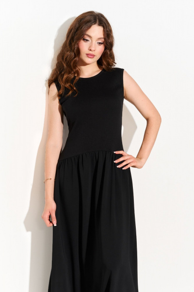 Демисезонное платье миди из трикотажа и ткани для повседневных образов FOXY FOX 1695 черный - фото 6