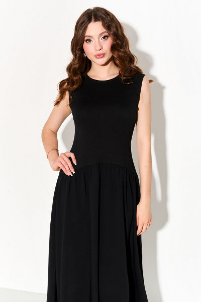 Демисезонное платье миди из трикотажа и ткани для повседневных образов FOXY FOX 1695 черный - фото 5