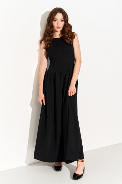 Демисезонное платье миди из трикотажа и ткани для повседневных образов FOXY FOX 1695 черный - фото 4