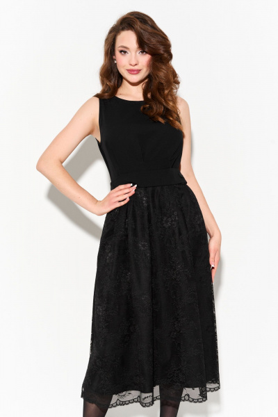 Круглогодичное нарядное платье А- силуэта с кружевом и складками FOXY FOX 1696 - фото 11