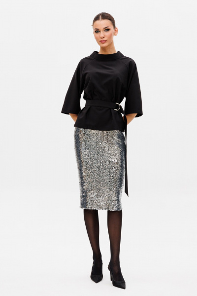 Блуза прилегающая и юбка с разрезом и вытачками Ларс Стиль 998 - фото 3