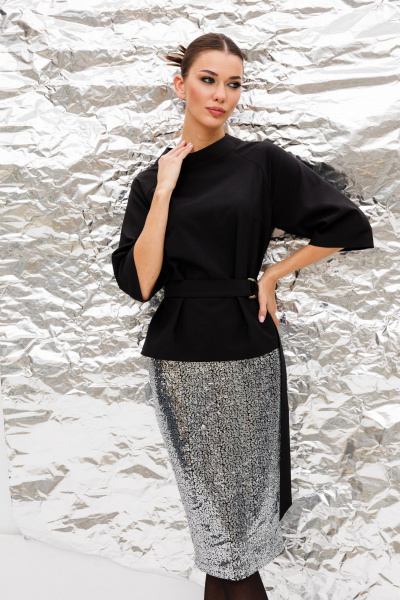 Блуза прилегающая и юбка с разрезом и вытачками Ларс Стиль 998 - фото 2