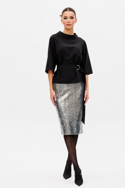 Блуза прилегающая и юбка с разрезом и вытачками Ларс Стиль 998 - фото 1