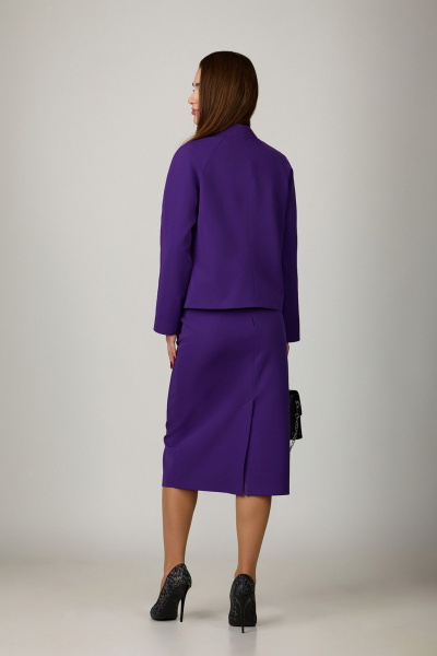 Костюм 2-ка фиолетовый жакет и юбка с цветком ручной работы Rosheli 1046/2 фиолетовый - фото 3