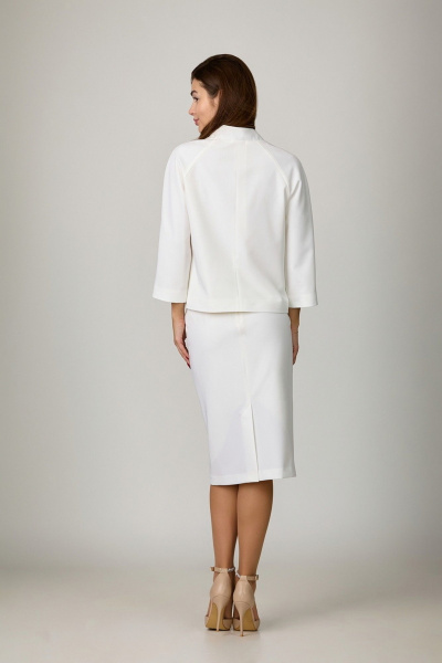 Костюм 2-ка молочный жакет и юбка с застежкой-молнией Rosheli 1046/5 молочный - фото 2