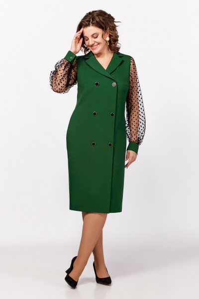 Зеленое нарядное платье из сетки с фигурным отрезом Swallow 796.2 зеленый_изумруд - фото 4