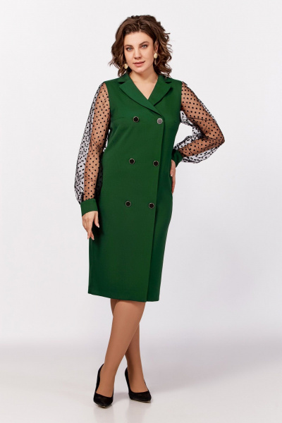 Зеленое нарядное платье из сетки с фигурным отрезом Swallow 796.2 зеленый_изумруд - фото 3