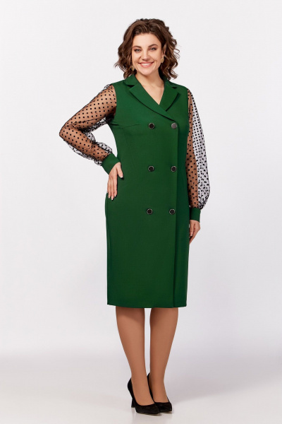 Зеленое нарядное платье из сетки с фигурным отрезом Swallow 796.2 зеленый_изумруд - фото 1