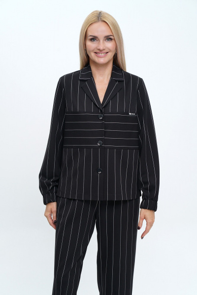 Деловой костюм брюки и жакет,  черный в полоску Alani Collection 2242 - фото 8