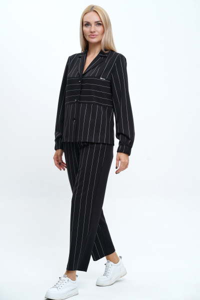 Деловой костюм брюки и жакет,  черный в полоску Alani Collection 2242 - фото 2