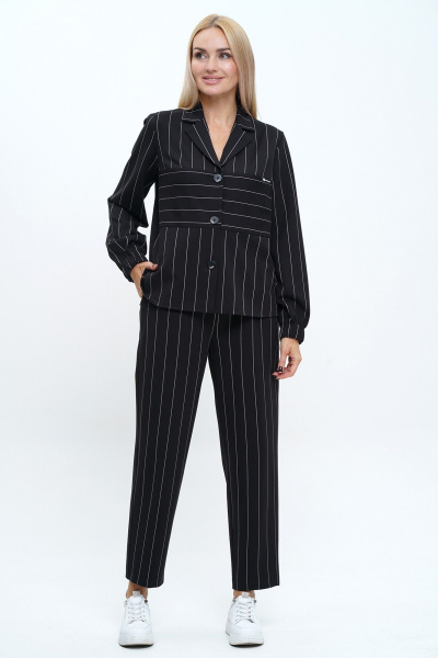 Деловой костюм брюки и жакет,  черный в полоску Alani Collection 2242 - фото 1