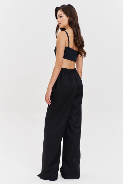 Костюм жакет и брюки с съемным декором и обработкой RINKA 1340 черный - фото 24