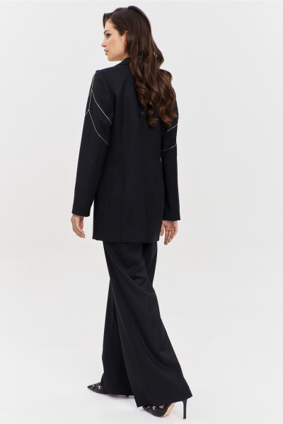 Костюм жакет и брюки с съемным декором и обработкой RINKA 1340 черный - фото 2