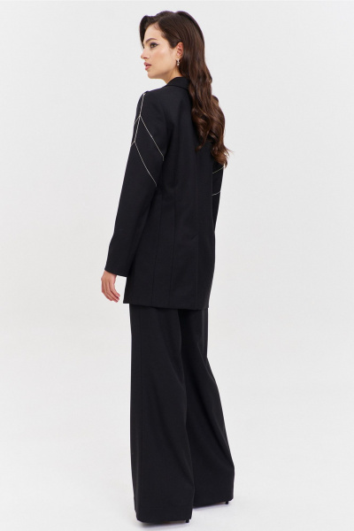 Костюм жакет и брюки с съемным декором и обработкой RINKA 1340 черный - фото 19