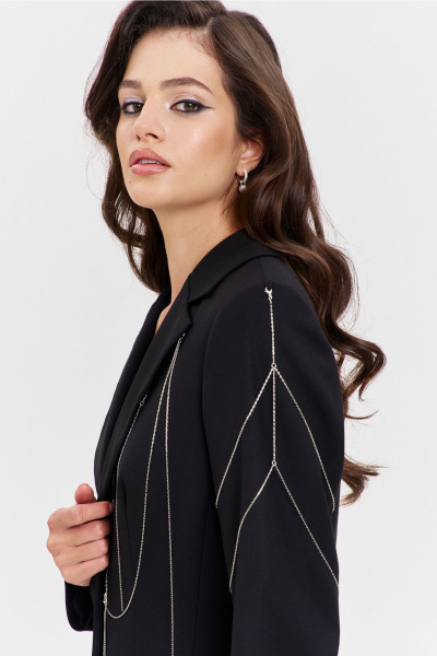 Костюм жакет и брюки с съемным декором и обработкой RINKA 1340 черный - фото 17