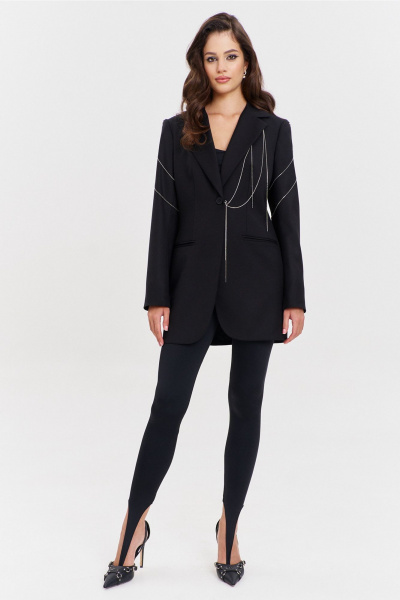 Круглогодичный черный жакет в деловом стиле с цепочками RINKA 1341 черный - фото 21