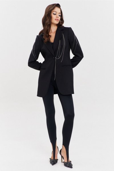 Круглогодичный черный жакет в деловом стиле с цепочками RINKA 1341 черный - фото 15