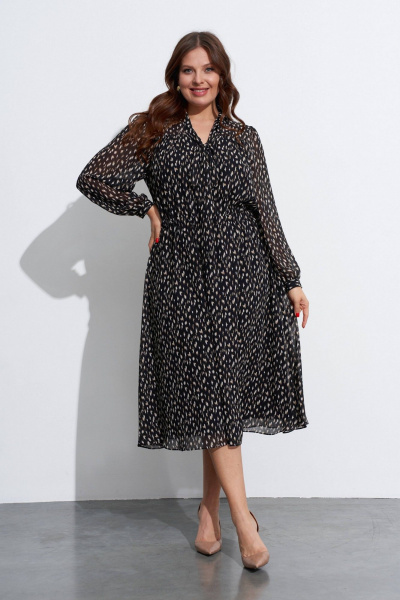 Платье шифоновое с запахом и длинной юбкой TEZA 5589 леопардовый_микс - фото 6