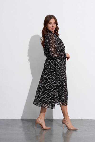 Платье шифоновое с запахом и длинной юбкой TEZA 5589 леопардовый_микс - фото 3