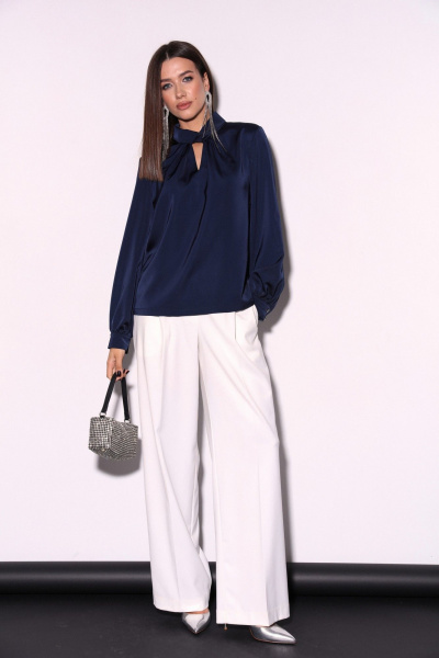 Блуза из текстиля с воротником-стойкой и сборкой LM М93-2 - фото 5