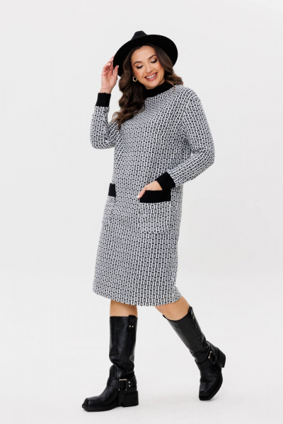 Трикотажное платье оверсайз с накладными карманами Fantazia Mod 4080 - фото 1