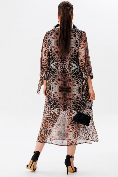 Модное платье из шифона с оригинальным принтом и разрезами Anelli 1463 королевский_питон - фото 6