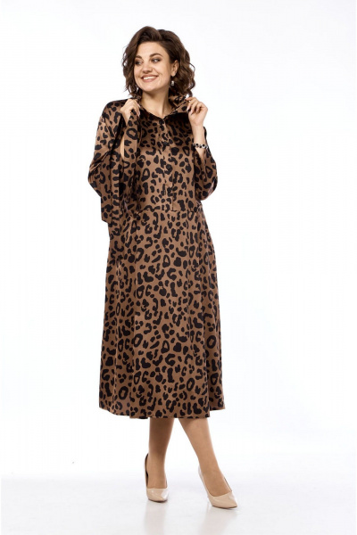 Платье полуприлегающего силуэта с рубашечным воротником VIA-Mod 639 лео - фото 8