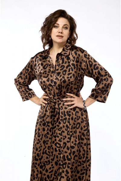 Платье полуприлегающего силуэта с рубашечным воротником VIA-Mod 639 лео - фото 7