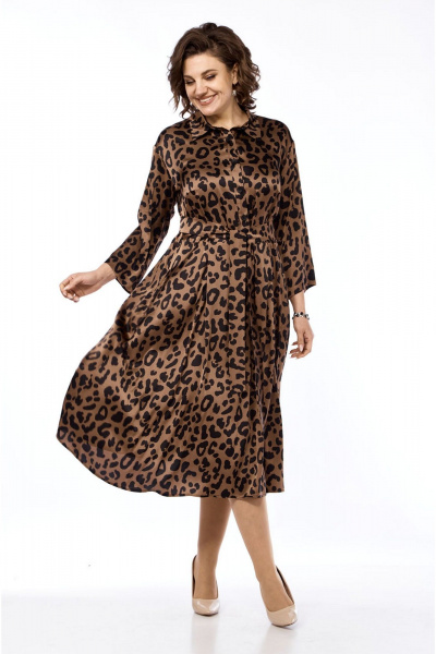 Платье полуприлегающего силуэта с рубашечным воротником VIA-Mod 639 лео - фото 6