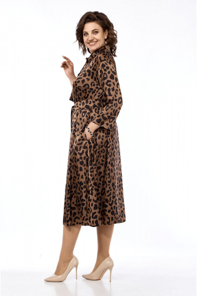 Платье полуприлегающего силуэта с рубашечным воротником VIA-Mod 639 лео - фото 5