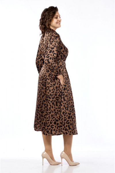 Платье полуприлегающего силуэта с рубашечным воротником VIA-Mod 639 лео - фото 4