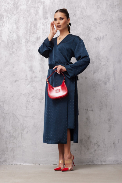 Платье на запах с асимметричной линией низа из текстиля Vesnaletto 4049 - фото 10