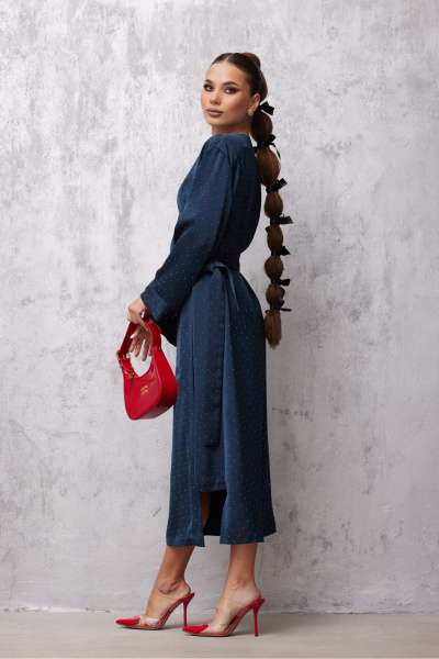 Платье на запах с асимметричной линией низа из текстиля Vesnaletto 4049 - фото 6