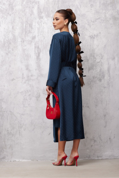 Платье на запах с асимметричной линией низа из текстиля Vesnaletto 4049 - фото 4