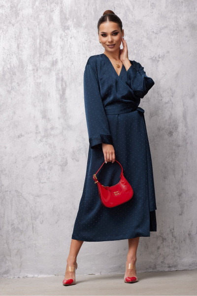 Платье на запах с асимметричной линией низа из текстиля Vesnaletto 4049 - фото 1