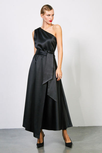 Платье из атласа с асимметричным вырезом и запахом Rivoli 7173 - фото 2