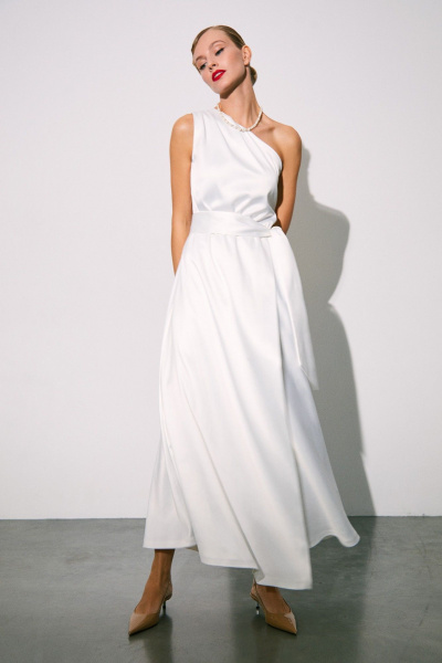 Платье из атласа с асимметричным вырезом и драпировкой Rivoli 7173.1 - фото 3