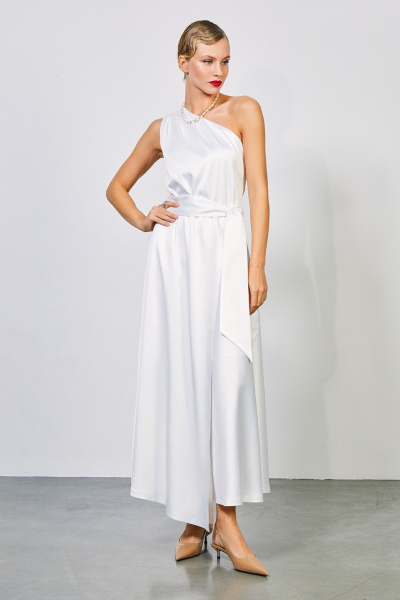 Платье из атласа с асимметричным вырезом и драпировкой Rivoli 7173.1 - фото 2