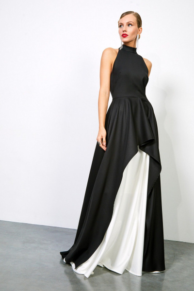 Платье из текстиля с воротником-стойкой и асимметричной юбкой Rivoli 7177.1 - фото 5