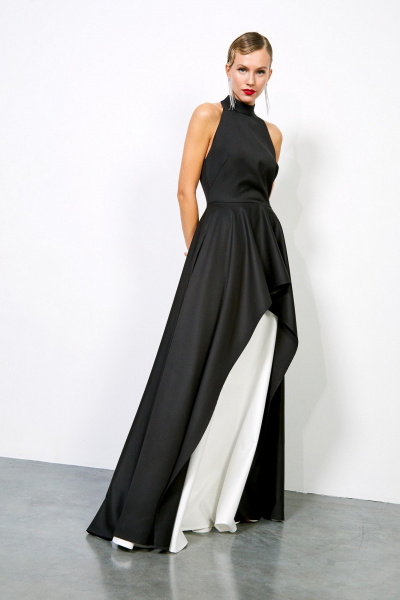 Платье из текстиля с воротником-стойкой и асимметричной юбкой Rivoli 7177.1 - фото 4