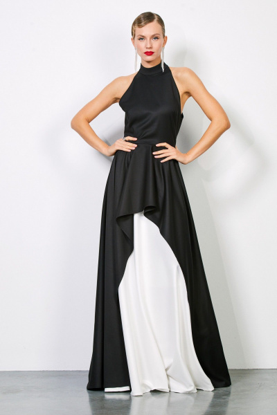 Платье из текстиля с воротником-стойкой и асимметричной юбкой Rivoli 7177.1 - фото 1