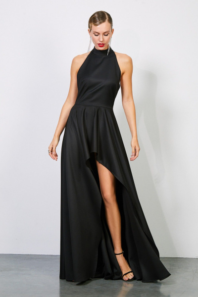 Платье из текстиля с воротником-стойкой и асимметричным кроем Rivoli 7178 - фото 1