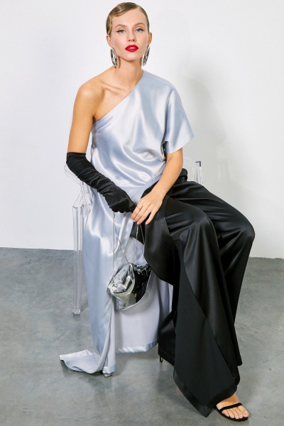 Атласные прямые брюки с имитацией запаха и карманами Rivoli 5232 - фото 6