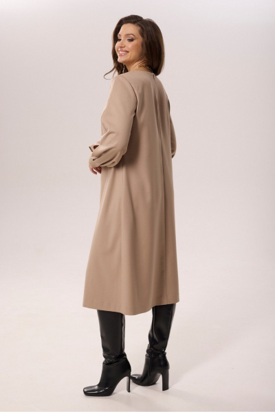 Платье А-силуэта с декоративными складками и печатью MALI 423-085 бежевый - фото 9
