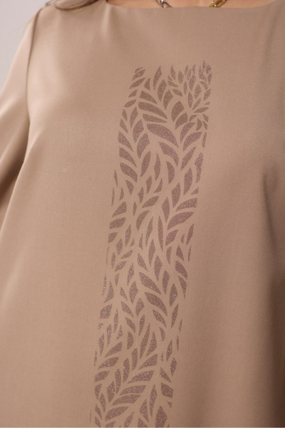 Платье А-силуэта с декоративными складками и печатью MALI 423-085 бежевый - фото 3