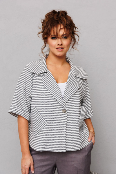 Костюм 2-ка жакет и брюки прямого кроя из текстиля Mubliz 230 серый - фото 11