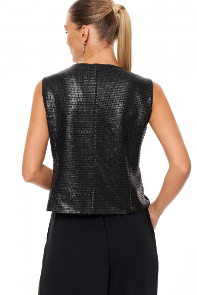 Жилет с пайетками и трикотажем нарядный на любой случай Панда 209637w черный - фото 4