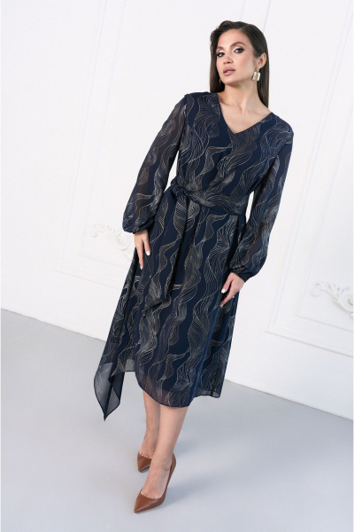 Платье с V-образным вырезом и шифоном на подкладке Lissana 4970 - фото 13