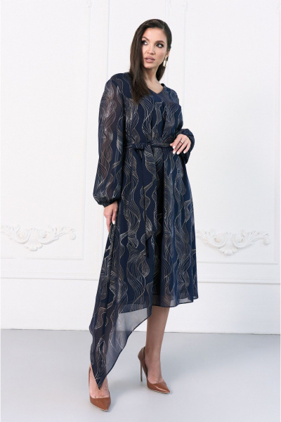 Платье с V-образным вырезом и шифоном на подкладке Lissana 4970 - фото 8