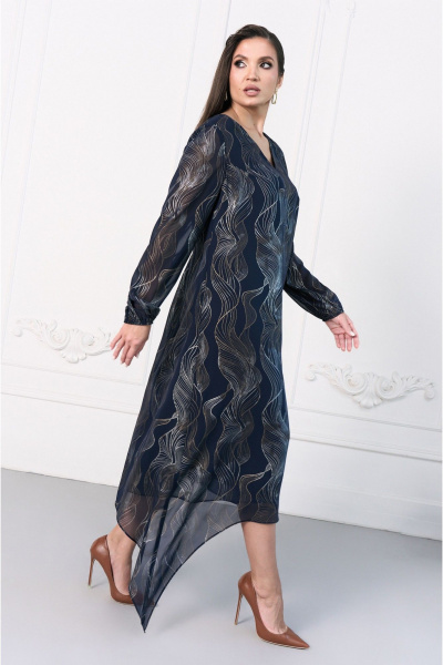 Платье с V-образным вырезом и шифоном на подкладке Lissana 4970 - фото 3